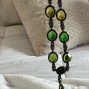 Vintage 1970’s iridescent Green Gemstone Necklace